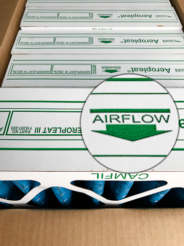 air flow arrow on camfil ap-3 furnace filter